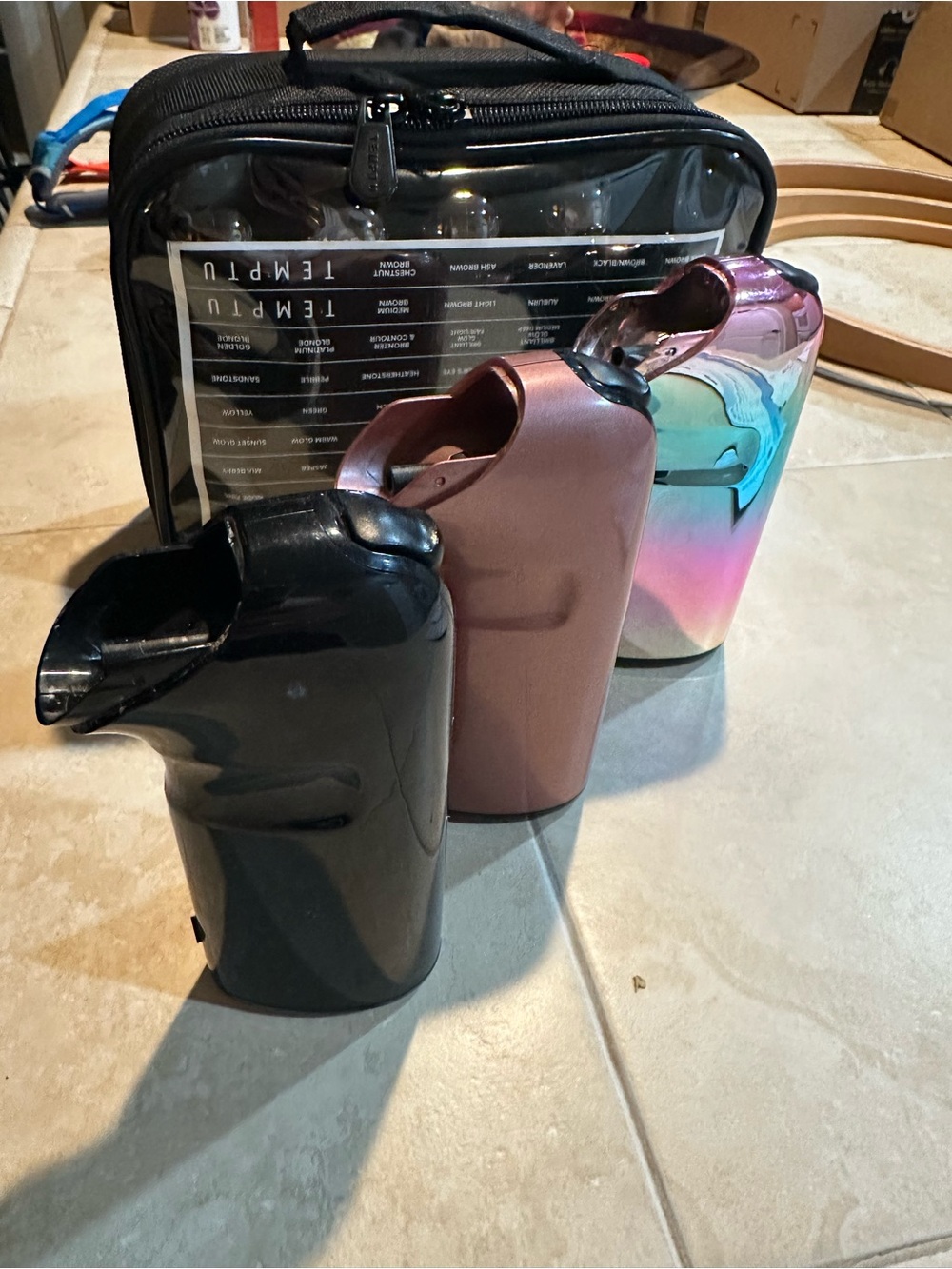 Set of 3 Salon Backwash Rinse Pots - Black, Rose, Iridescent